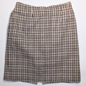 Savannah Wool Blend Brown Plaid Skirt Sz 14